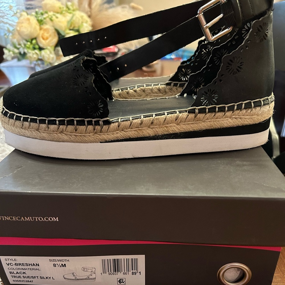 Vince Camuto Black Espadrille Platform Sandal